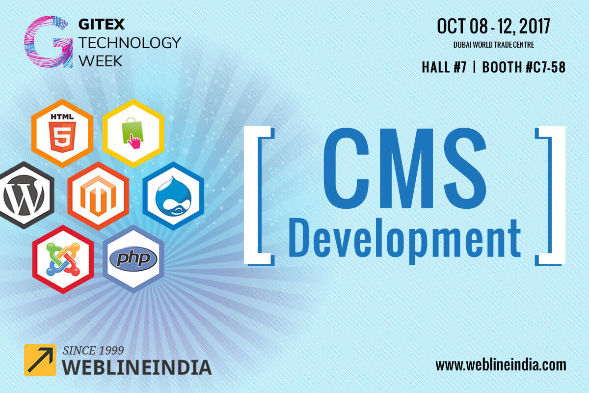 Check Out the CMS Development Solutions of WeblineIndia at GITEX 2017, Dubai
