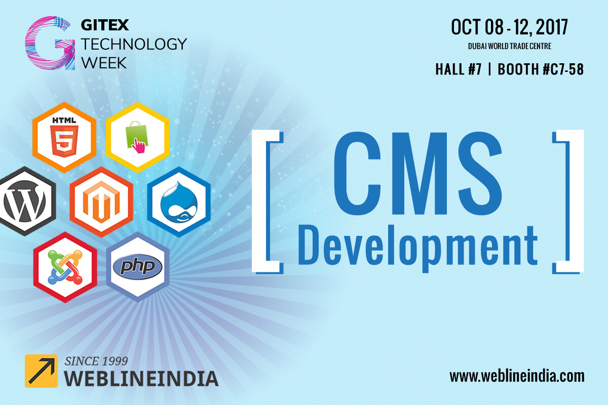 Check out The CMS Development Solutions of WeblineIndia at GITEX 2017