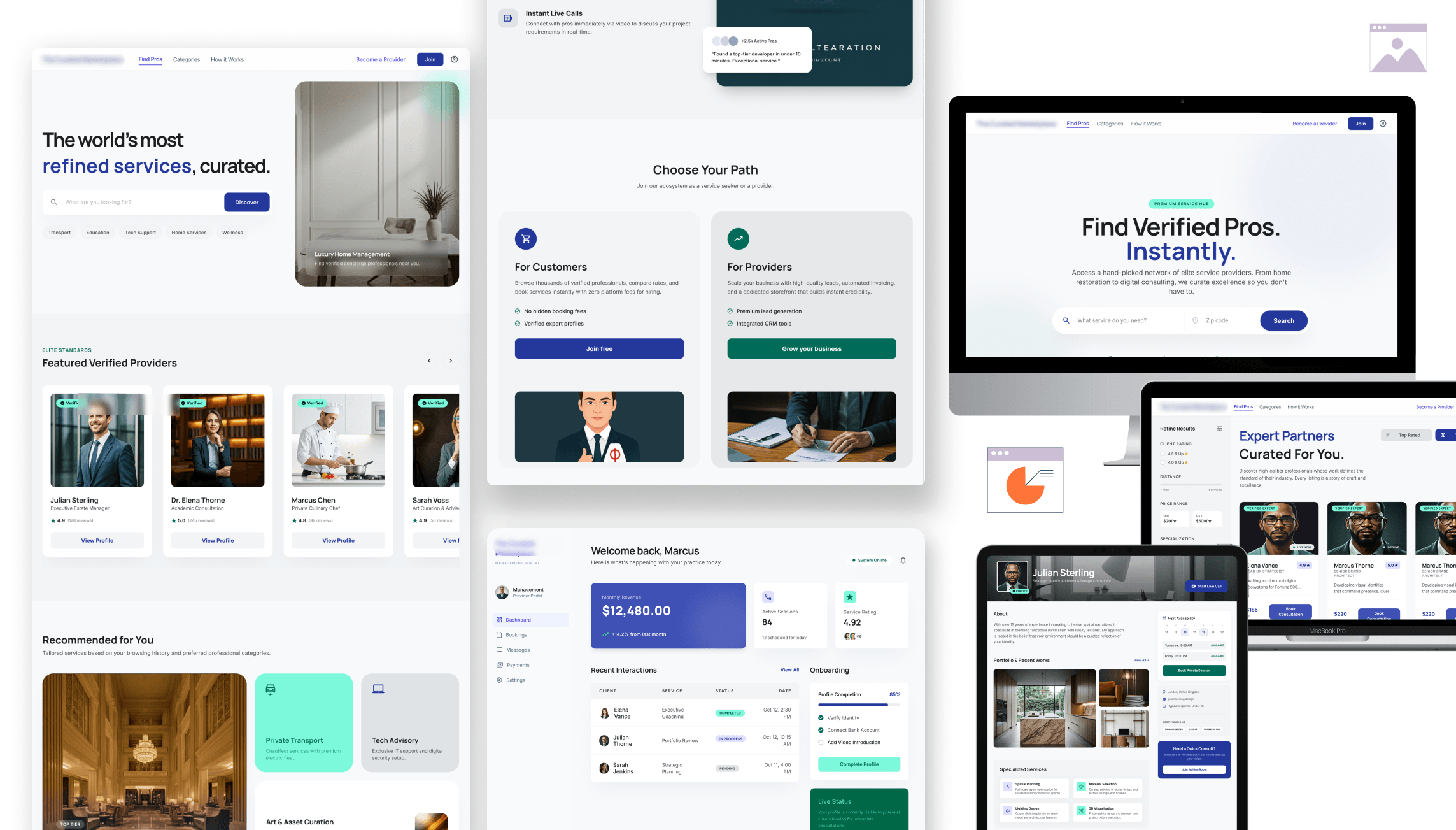 Marketplace platform web interface experience