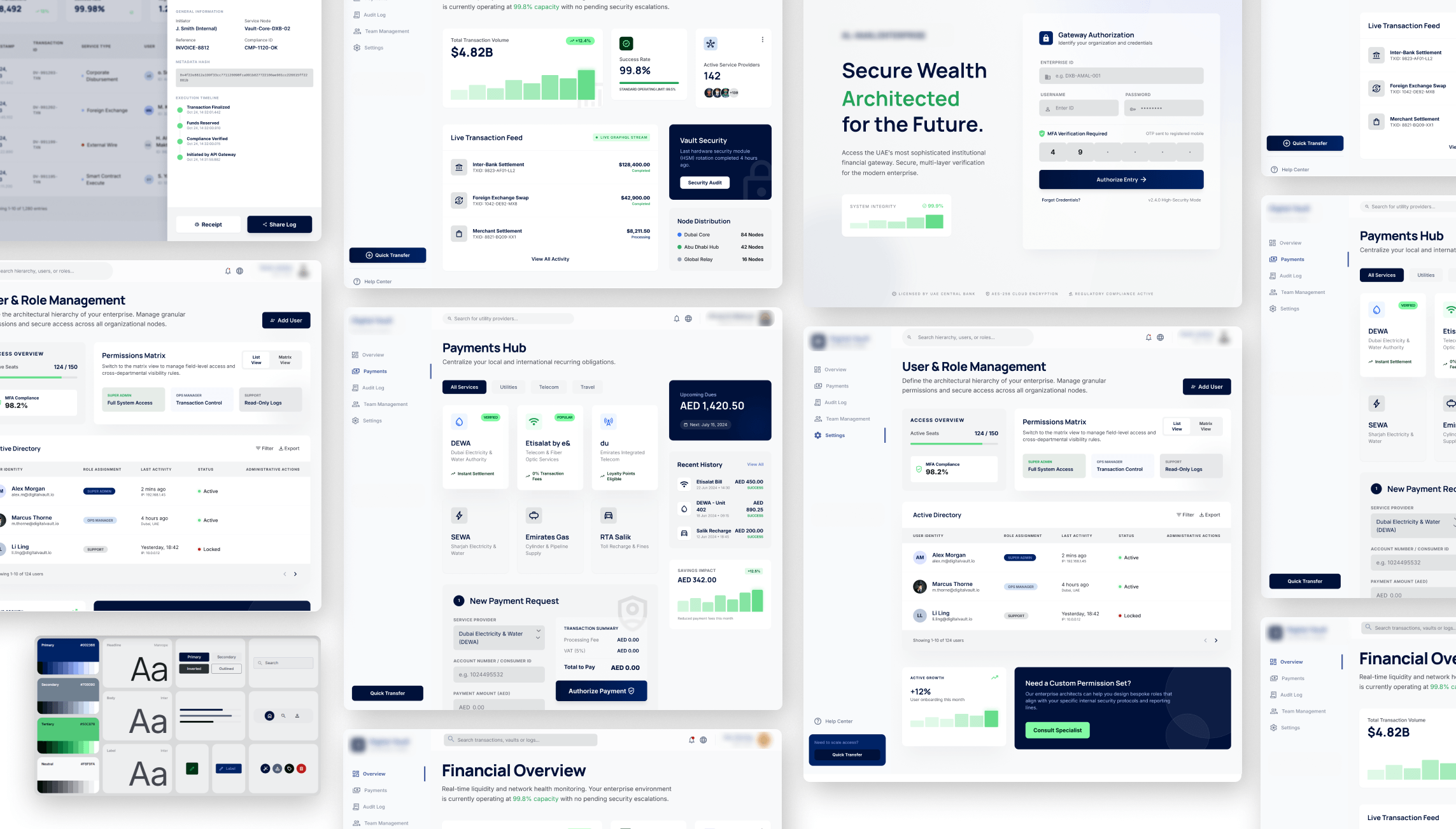 Bill payment SaaS platform color palette and web app 