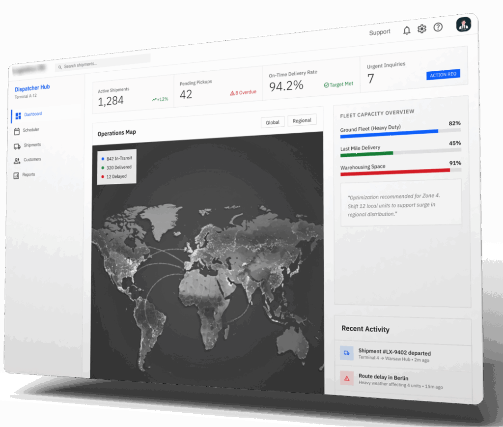 Courier workflow management dashboard