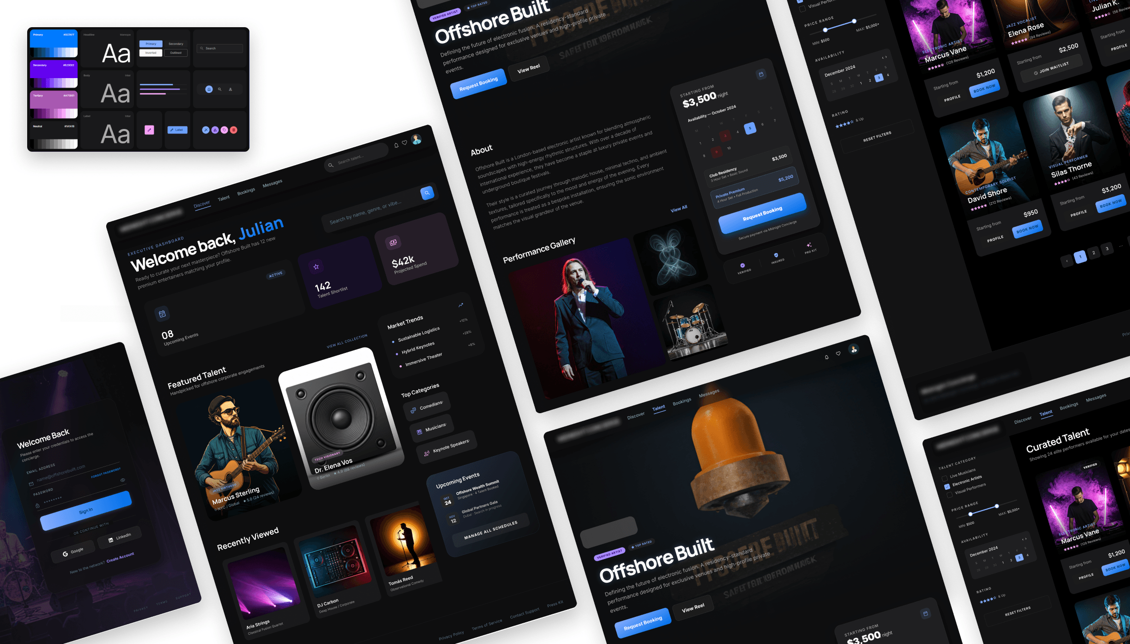 Event booking platform UI design