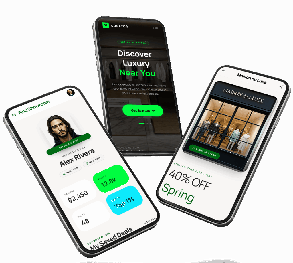 Find showroom app retail deals interface