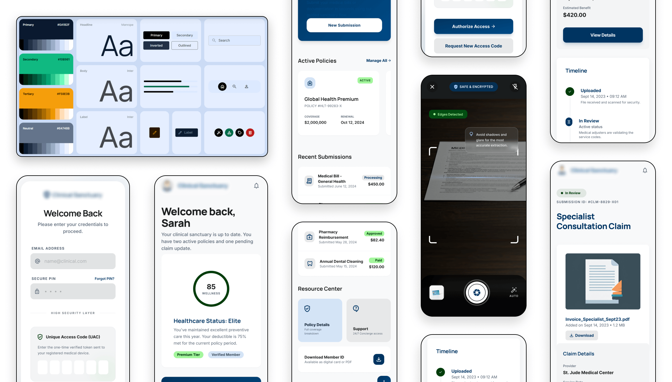 Insurance claims app UI design